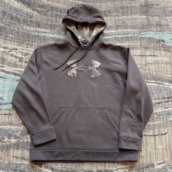 Men's Under Armour Storm Brown Realtree Camouflage Hoodie Sweatshirt Sz Large - Picture 1 of 7